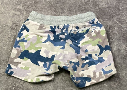 Gymboree Camo Knit Shorts 18-24 Months Blue Green Gray Pull On Drawstring Pocket