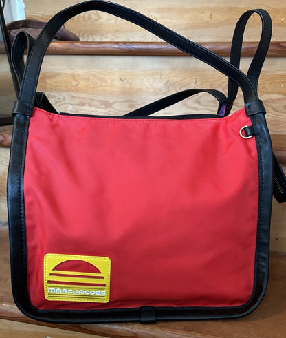 Marc Jacobs Sport Tote Bag Nylon Leather Colorblock Red Purple Pink Black