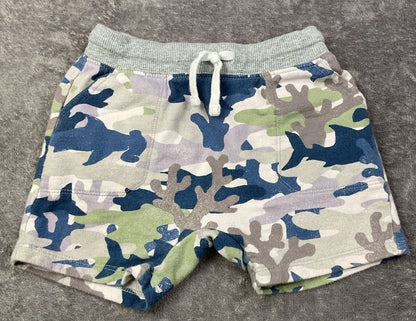 Gymboree Camo Knit Shorts 18-24 Months Blue Green Gray Pull On Drawstring Pocket