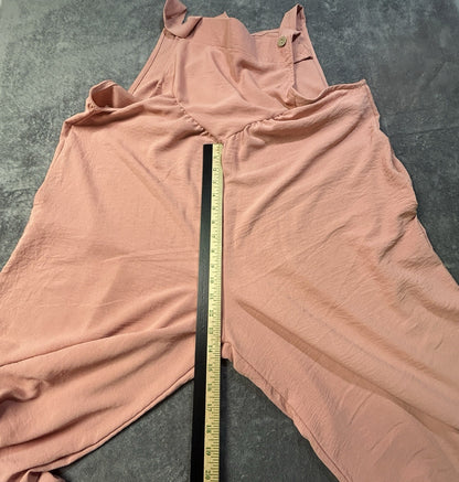 Haptics Wide Leg Bib Overalls Sleevless Jumpsuit Pink Lg