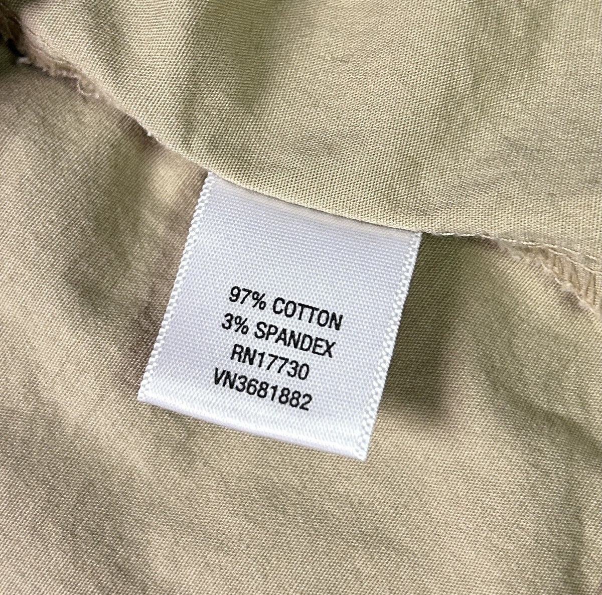 Merona Women’s XL Khaki Button Front Shirt Dress Tie Waist Pockets