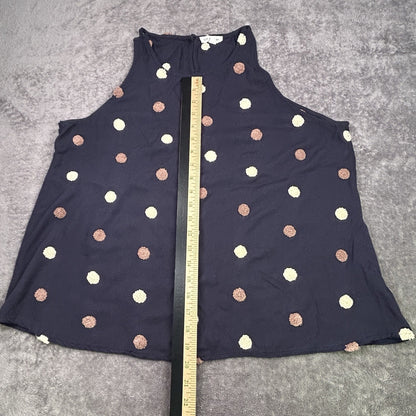 Blu Pepper Women’s Large Navy Textured Polka Dot Sleeveless Tank Top