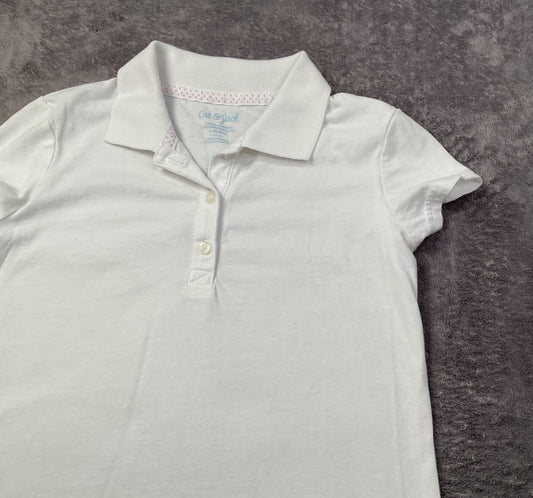 Cat & Jack Girls White Polo Shirt Short Sleeve Uniform Top Size 6