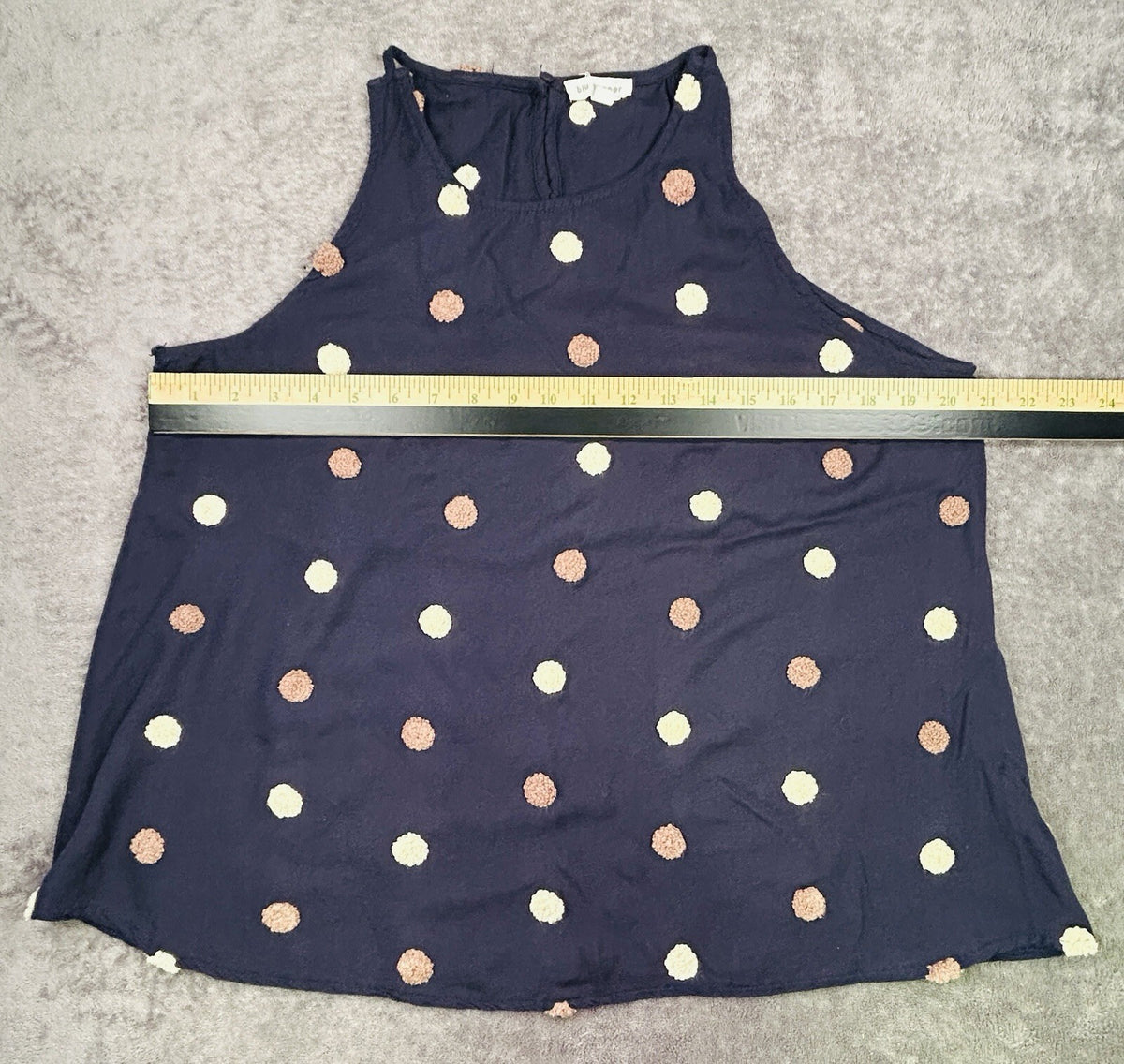 Blu Pepper Women’s Large Navy Textured Polka Dot Sleeveless Tank Top