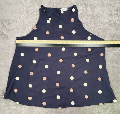 Blu Pepper Women’s Large Navy Textured Polka Dot Sleeveless Tank Top