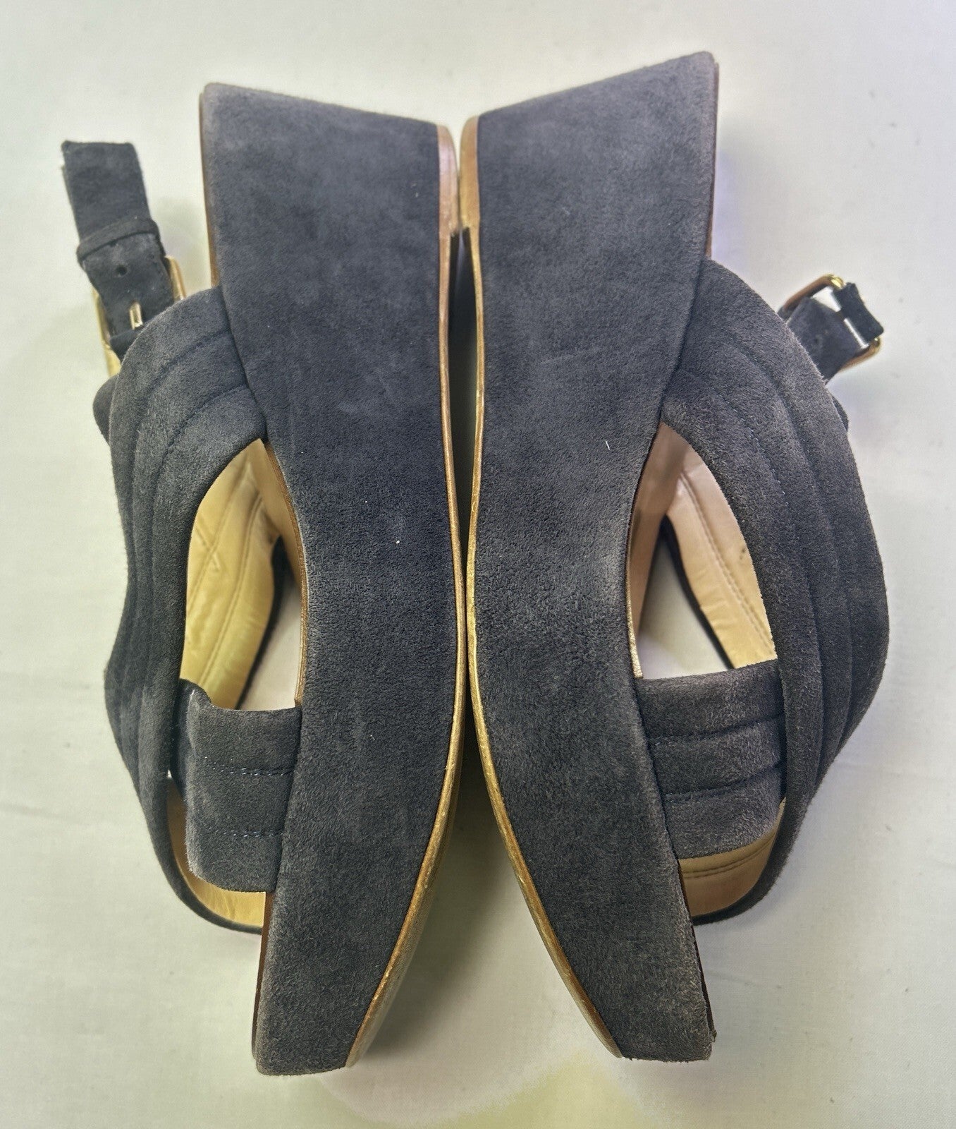 J.Crew Navy Suede Platform Sandals Women's Buckle Slingback Size 9