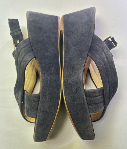 J.Crew Navy Suede Platform Sandals Women's Buckle Slingback Size 9