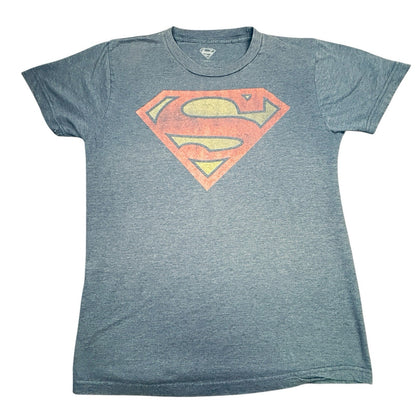 DC Comics Superman Logo T-Shirt Blue Distressed Graphic Superhero Tee