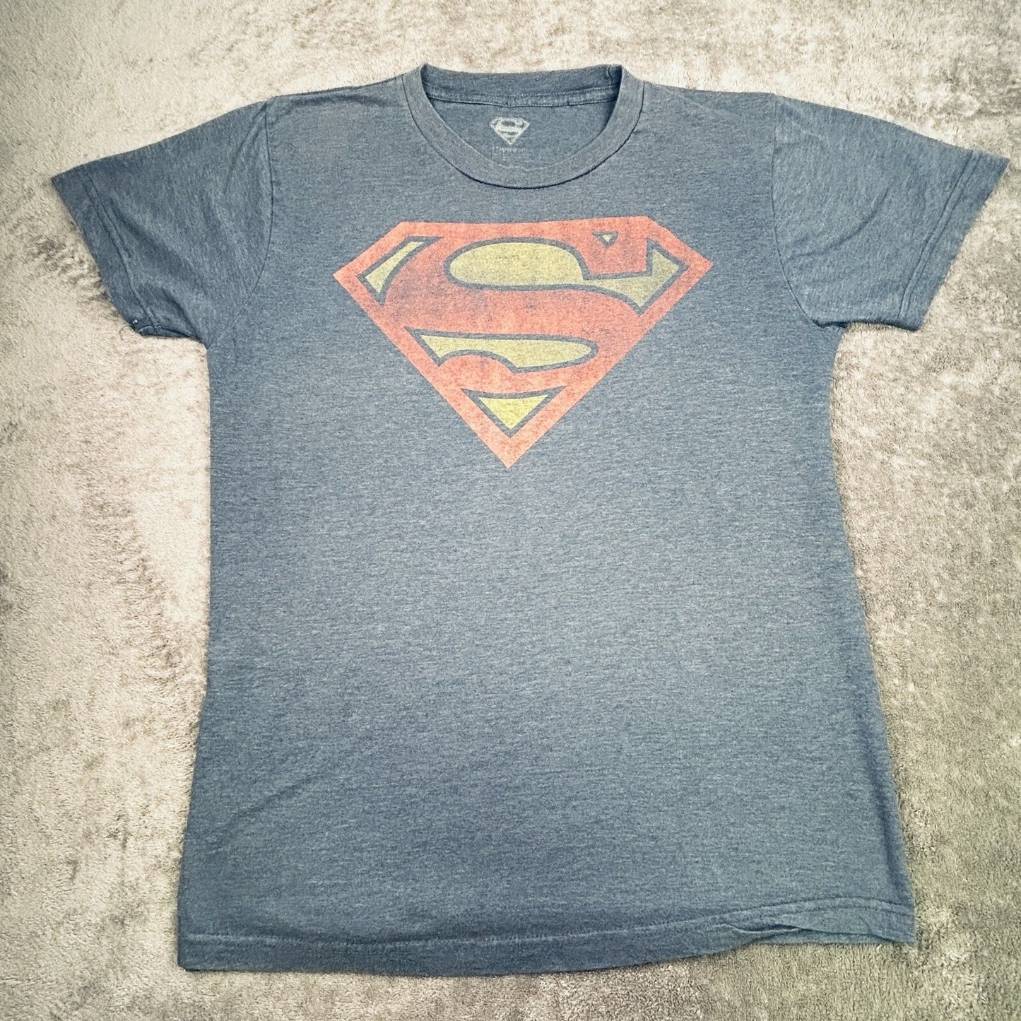 DC Comics Superman Logo T-Shirt Blue Distressed Graphic Superhero Tee