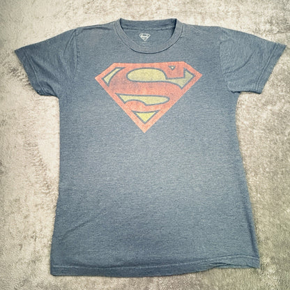 DC Comics Superman Logo T-Shirt Blue Distressed Graphic Superhero Tee