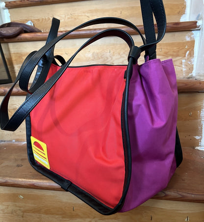 Marc Jacobs Sport Tote Bag Nylon Leather Colorblock Red Purple Pink Black