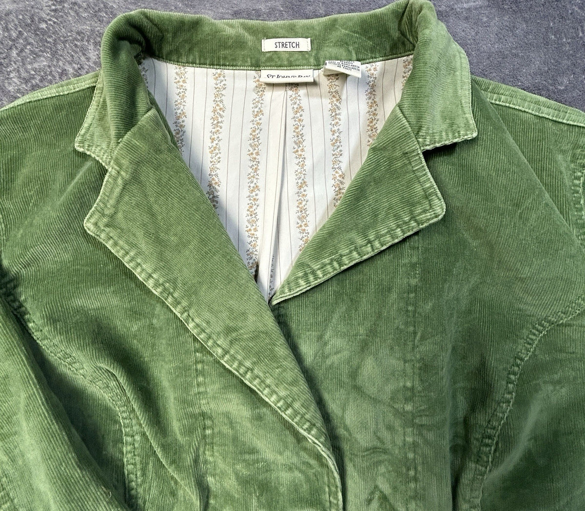 St Johns Bat Corduroy Blazer Jacket Green Lined Stretch 3XL