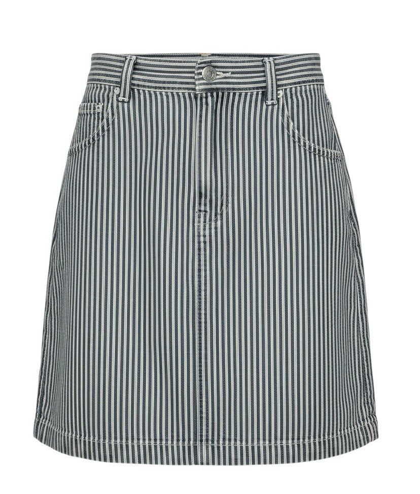 Gloria Vanderbilt Blue White Railroad Stripe Denim Skort Women's Size