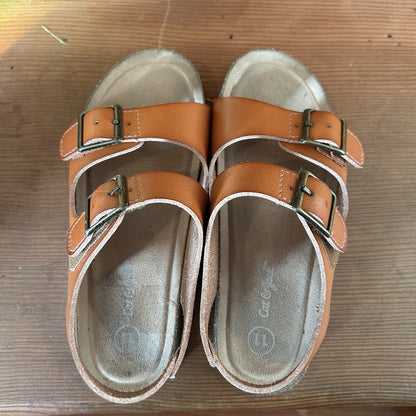 Cat & Jack Kids Cognac Brown Footbed Sandals Size 11 Double Buckle