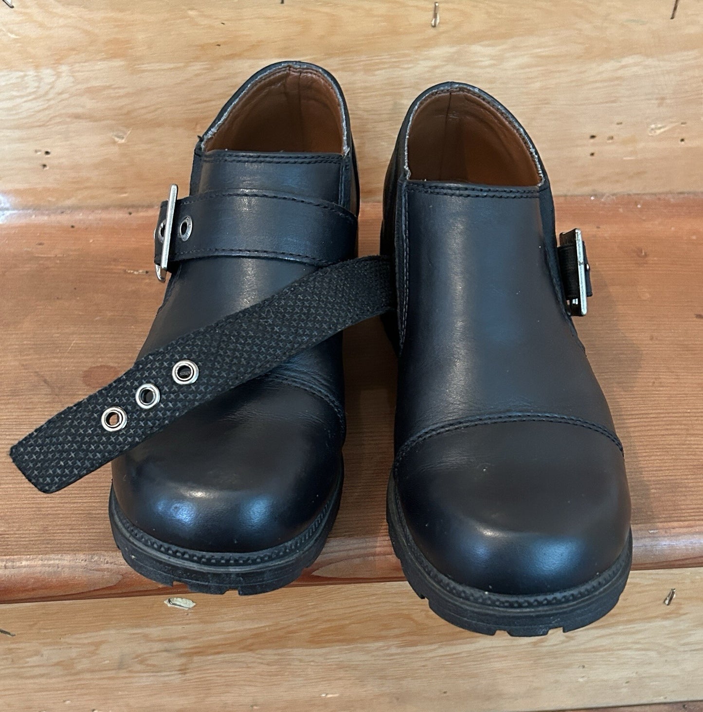 Harley-Davidson Sarah 83219 Womens 6.5 Black Leather Chunky Buckle Shoes