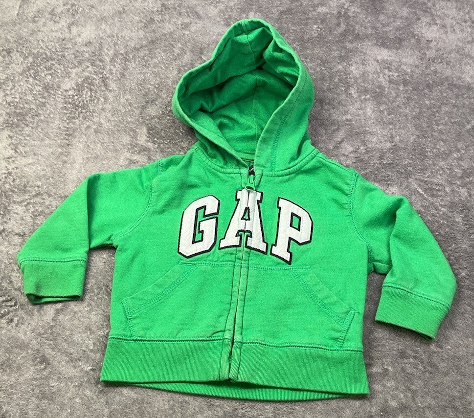 Baby Gap Green Full Zip Hoodie Sweatshirt Hooded Jacket 6-12 Months Unisex