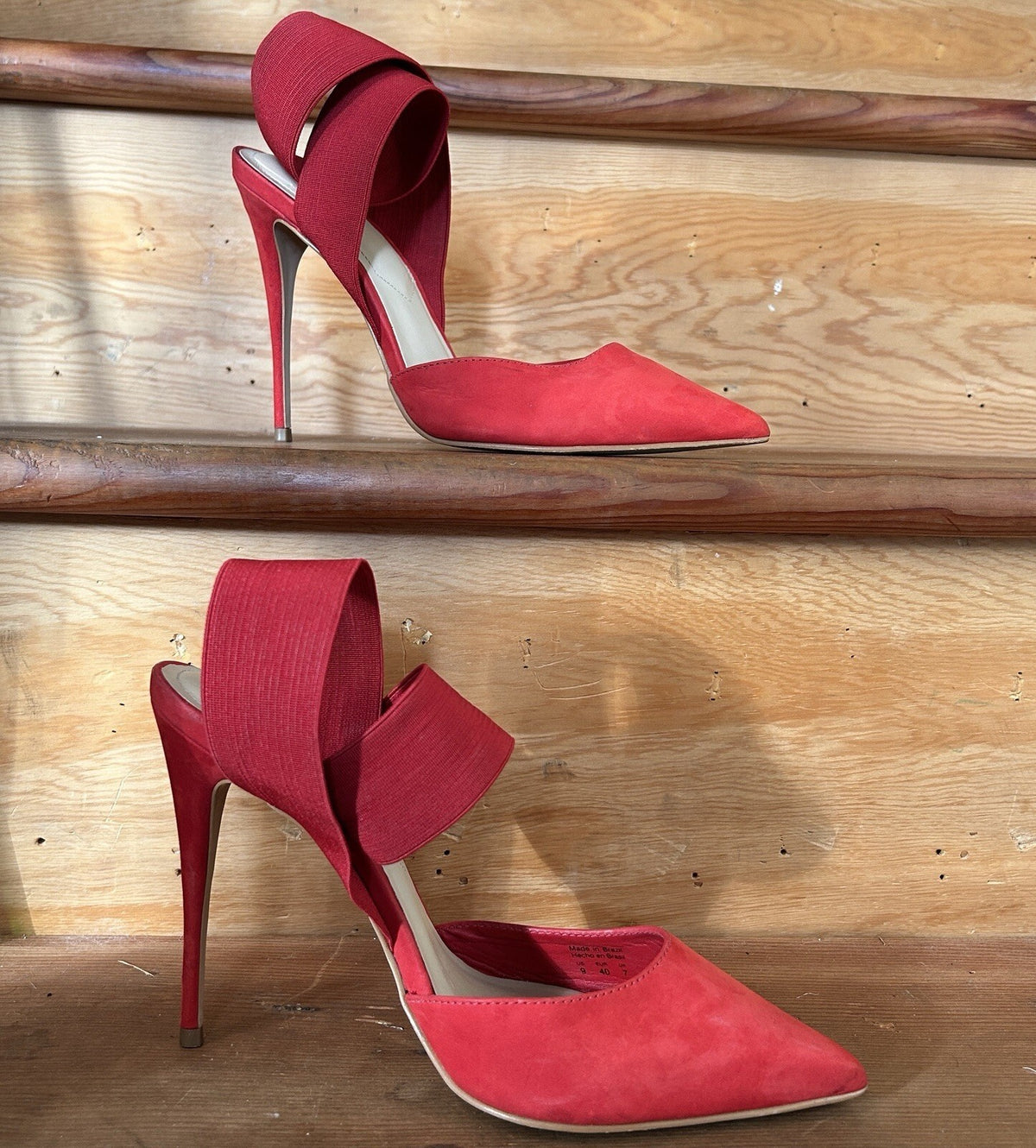 ALDO Red Suede Ybelilla Pointed w/Wrap-Around Elastic Strap