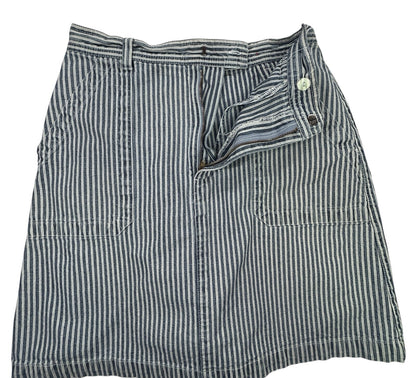 Gloria Vanderbilt Blue White Railroad Stripe Denim Skort Women's Size