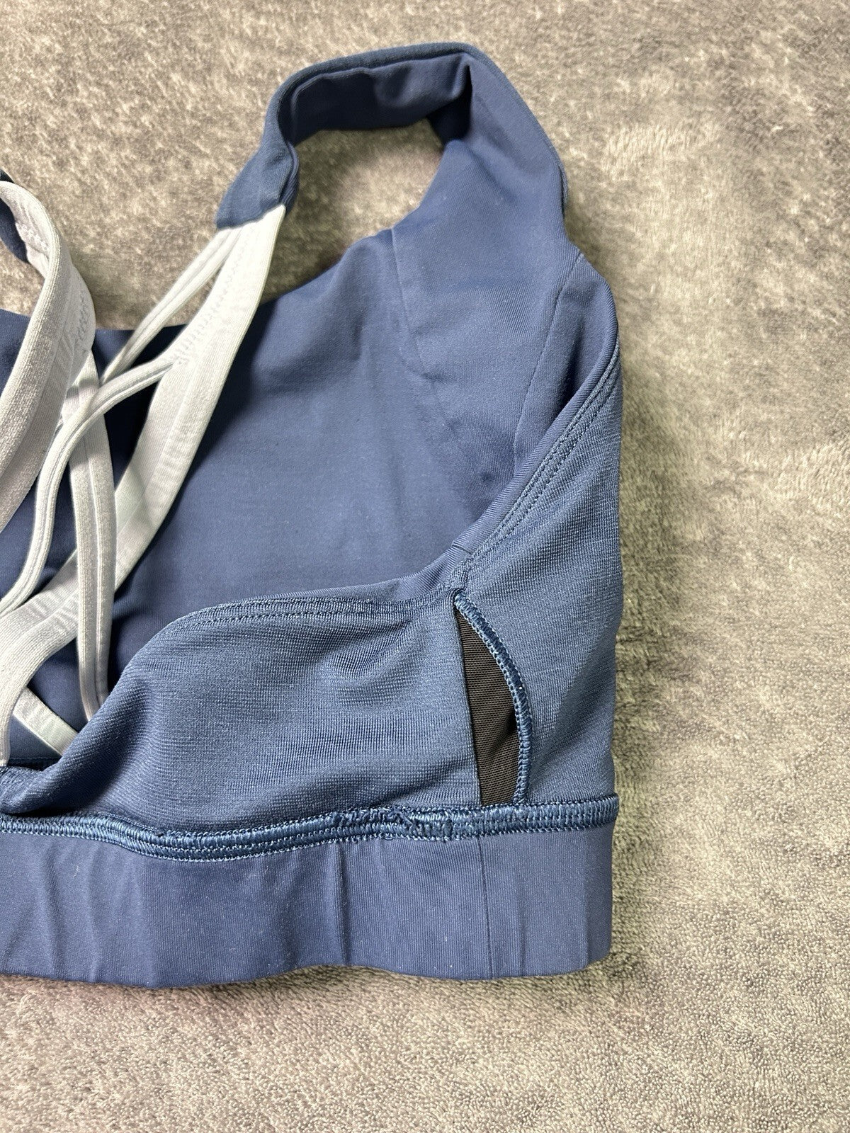 Lululemon Sports Bra Size 8 Navy Blue Strappy Back Two Tone