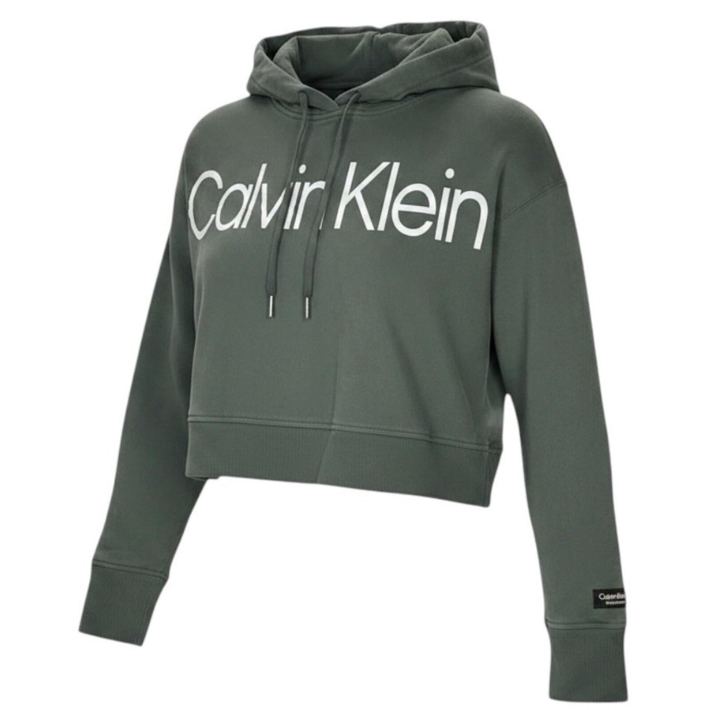 Calvin Klein Performance Hoodie Womens Medium Sage Green Cropped Sweatshirt