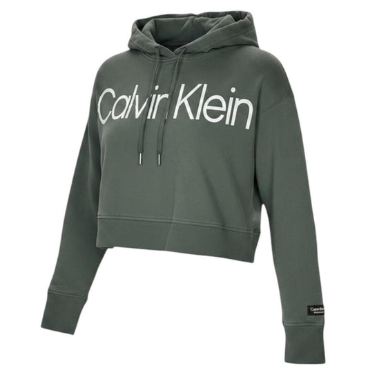 Calvin Klein Performance Hoodie Womens Medium Sage Green Cropped Sweatshirt