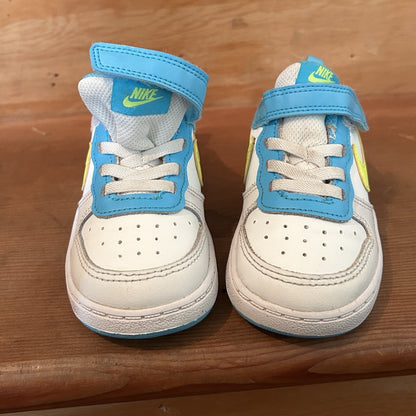 Nike Court Borough Low 2 Toddler 7C White Blue Volt Sneakers BQ5453-122