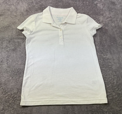 Cat & Jack Girls White Polo Shirt Short Sleeve Uniform Top Size 6