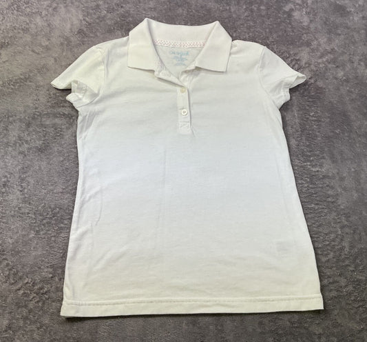 Cat & Jack Girls White Polo Shirt Short Sleeve Uniform Top Size 6