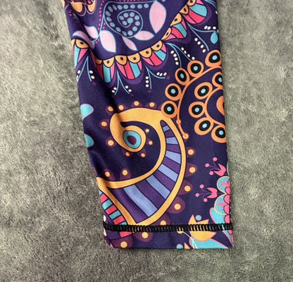 DOUPOD Women's XL Paisley Floral High Waisted Yoga Leggings Multicolor