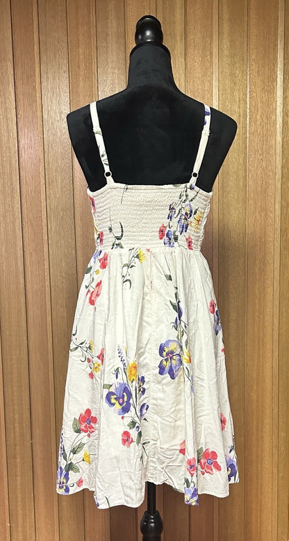 Old Navy Women’s Small Ivory Floral Cani Midi Dress Smocked Back Adjustable Stra