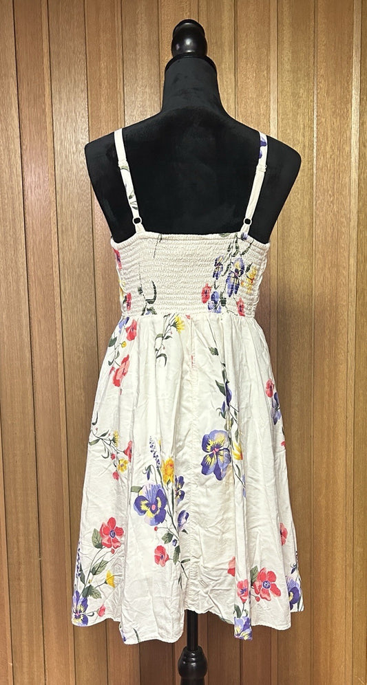 Old Navy Women’s Small Ivory Floral Cani Midi Dress Smocked Back Adjustable Stra