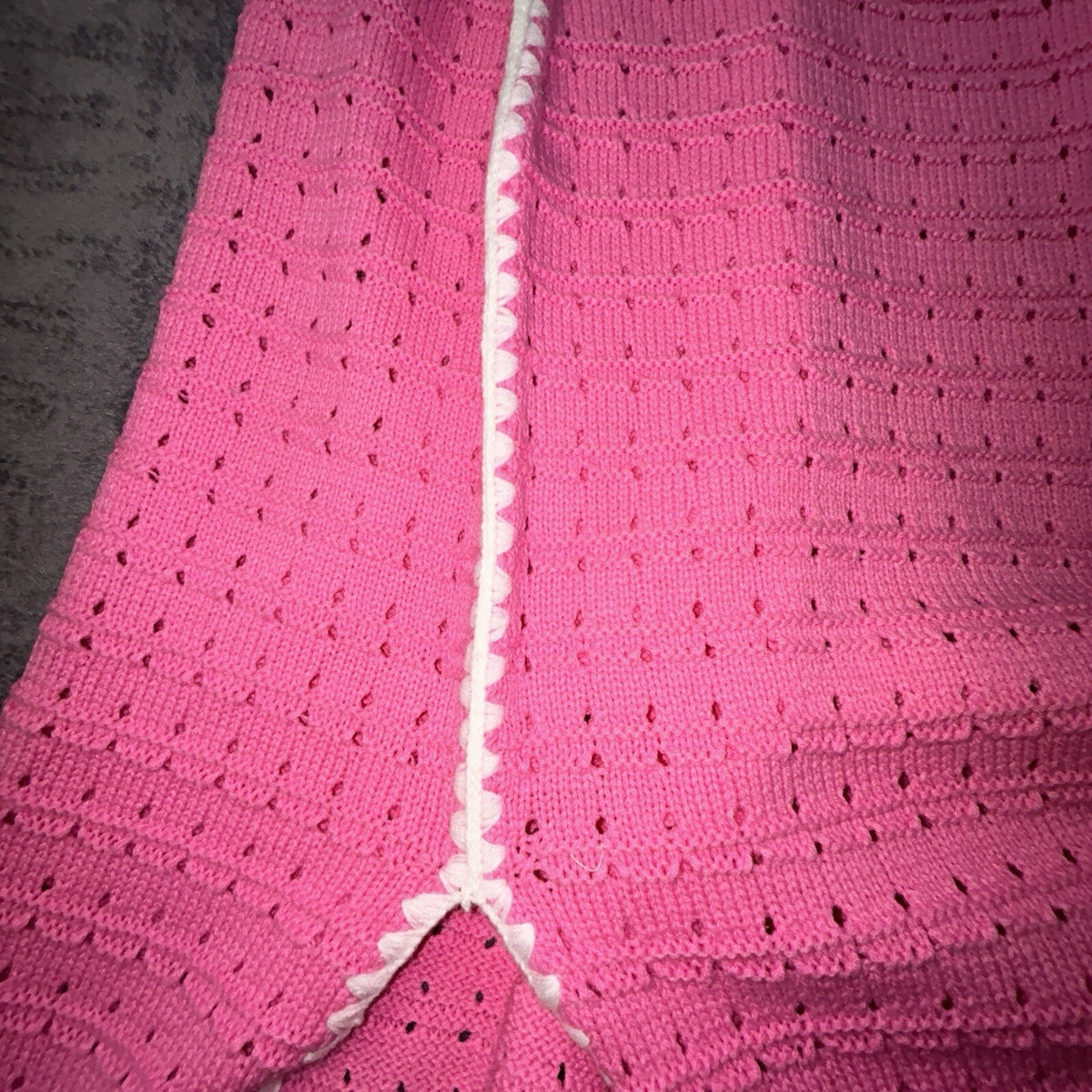 So Me Reece Pink Pointelle Knit Midi Dress Women’s L Sleeveless Contrast Trim