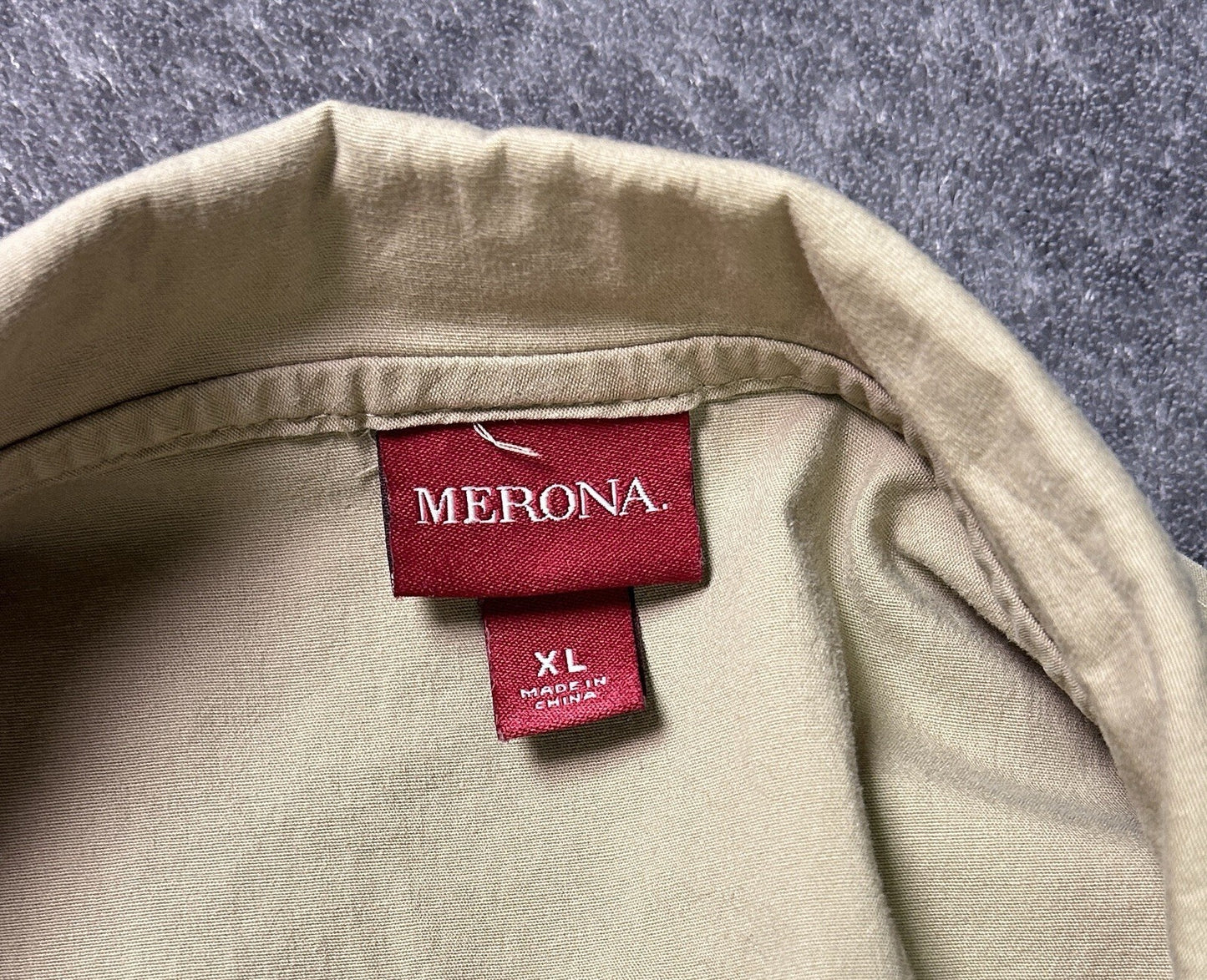 Merona Women’s XL Khaki Button Front Shirt Dress Tie Waist Pockets