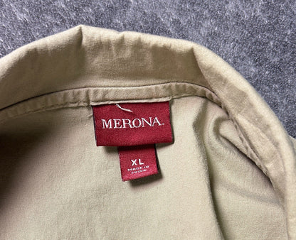 Merona Women’s XL Khaki Button Front Shirt Dress Tie Waist Pockets