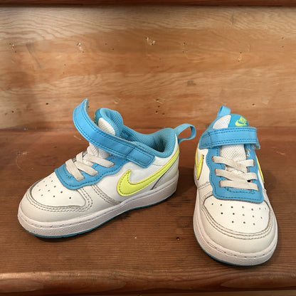 Nike Court Borough Low 2 Toddler 7C White Blue Volt Sneakers BQ5453-122