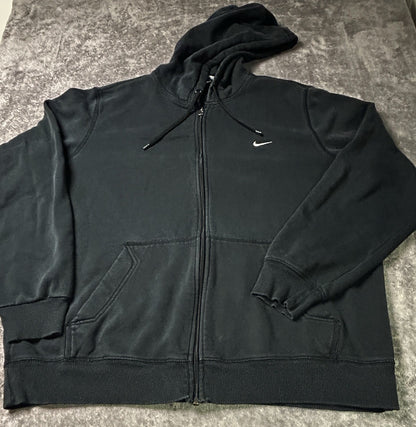 Nike ClSSIC Hooded Jacket Men's XL Black Full Zip Fleece 341573 Swoosh