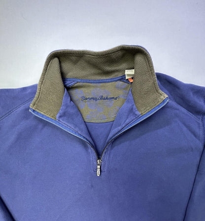 Tommy Bahama XL 100% Pima Cotton Quarter Zip Pullover Blue Sweatshirt Men’s