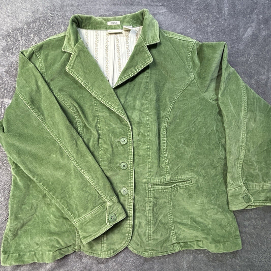 St Johns Bat Corduroy Blazer Jacket Green Lined Stretch 3XL