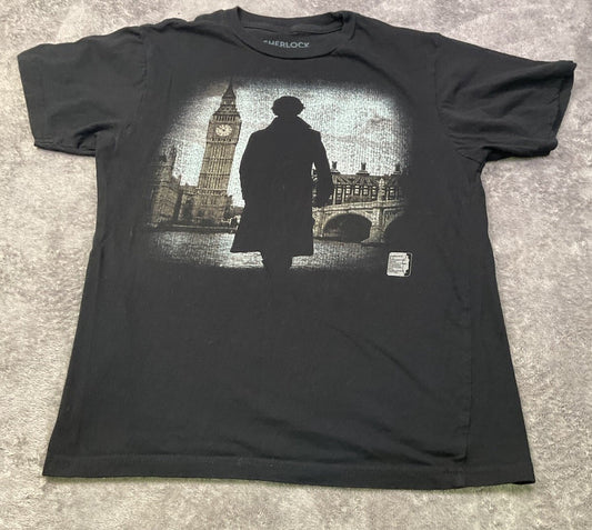 BBC Sherlock TV Series Graphic T-Shirt Black XSmall Benedict Cumberbatch Tee