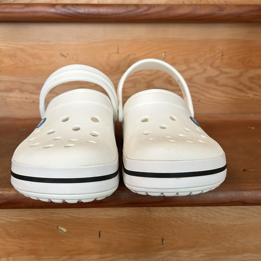 Crocs Classic Clog White Black Stripe Unisex Comfort Shoes Size M7 W9 Preowned