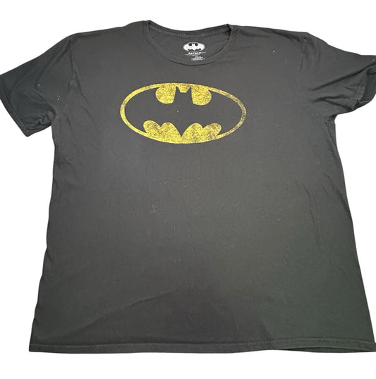 Batman Mens XXL T Shirt Black Yellow Logo DC Comics Graphic Tee 2XL