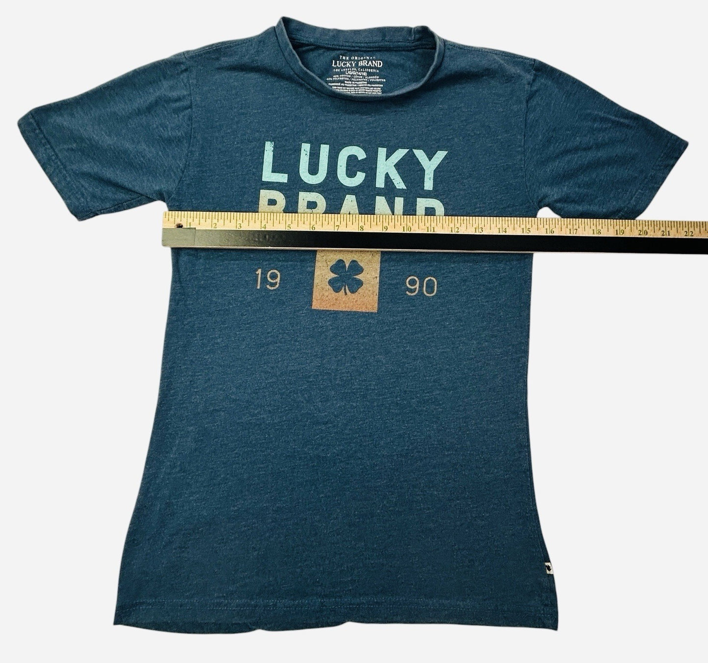 Lucky Brand Women's Graphic T-Shirt Lucky Brand 1990 Clover Blue Size L/G 14-16