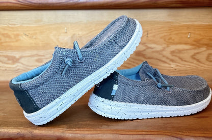 Hey Dude Wally Youth Sox Sharkskin Gray Slip On Shoes Kids Size C11 Lightweight