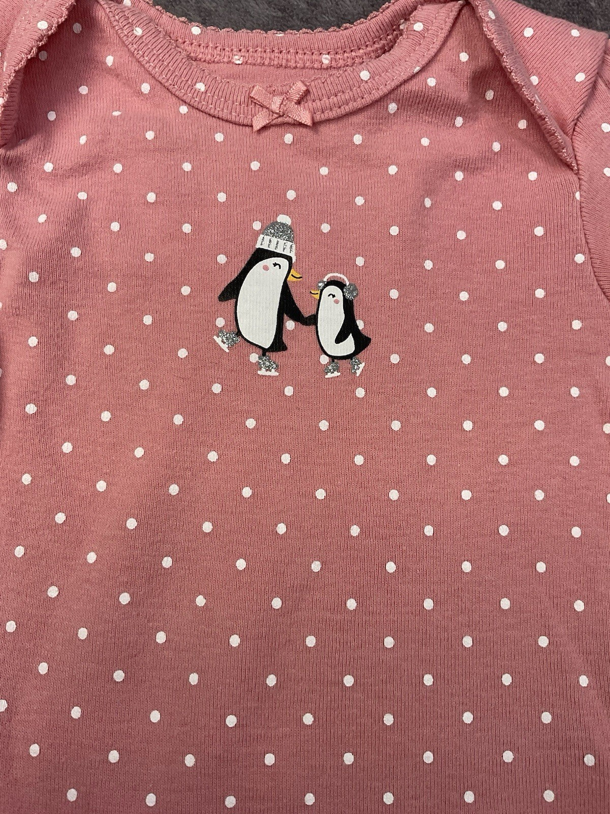 🐧 Carter's Pink Penguin Long Sleeve Bodysuit (3 Months)