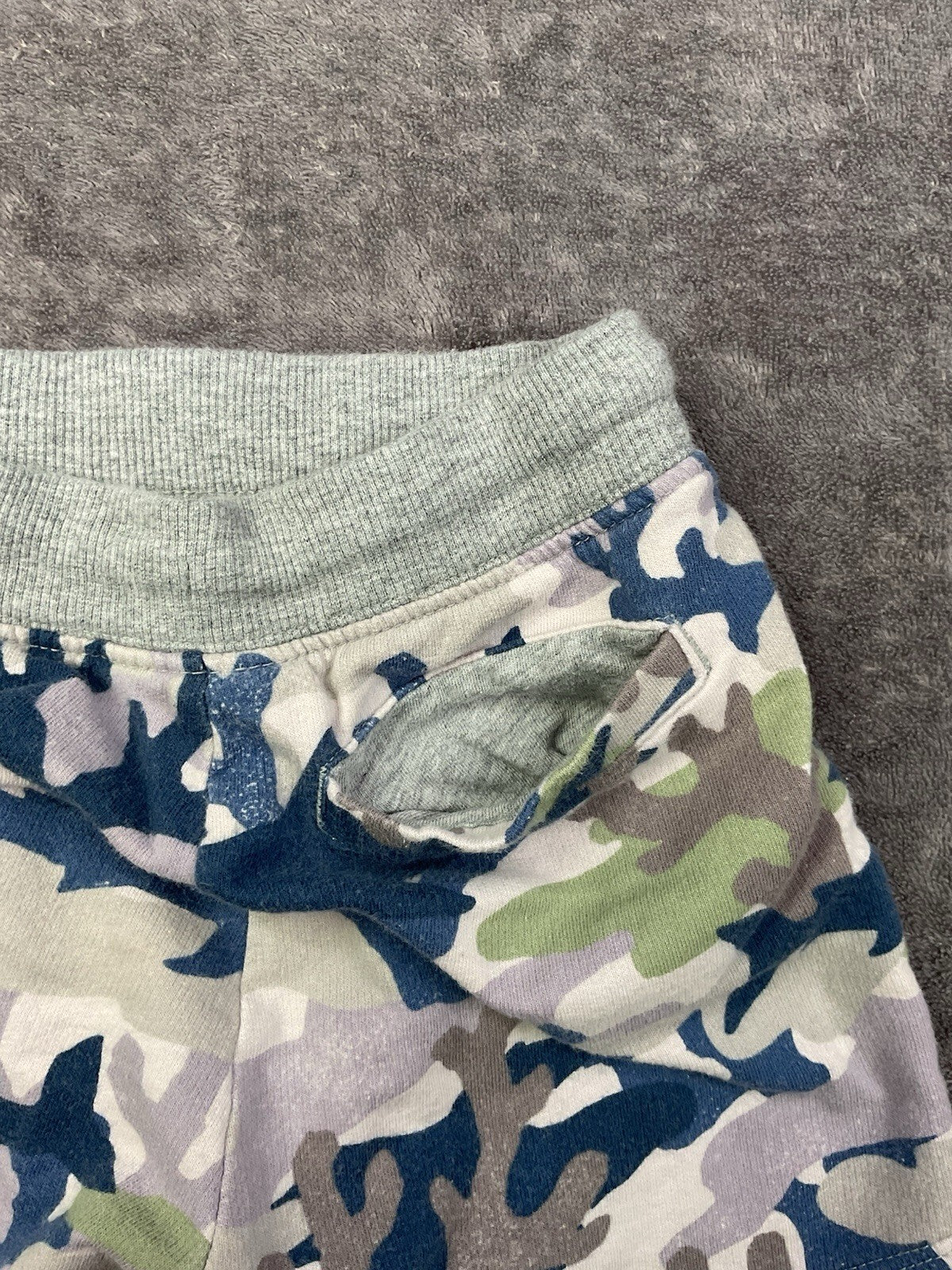Gymboree Camo Knit Shorts 18-24 Months Blue Green Gray Pull On Drawstring Pocket