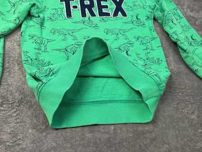 Carter's Boys T-Rex Dinosaur Sweatshirt Green Pullover Crewneck Size 8