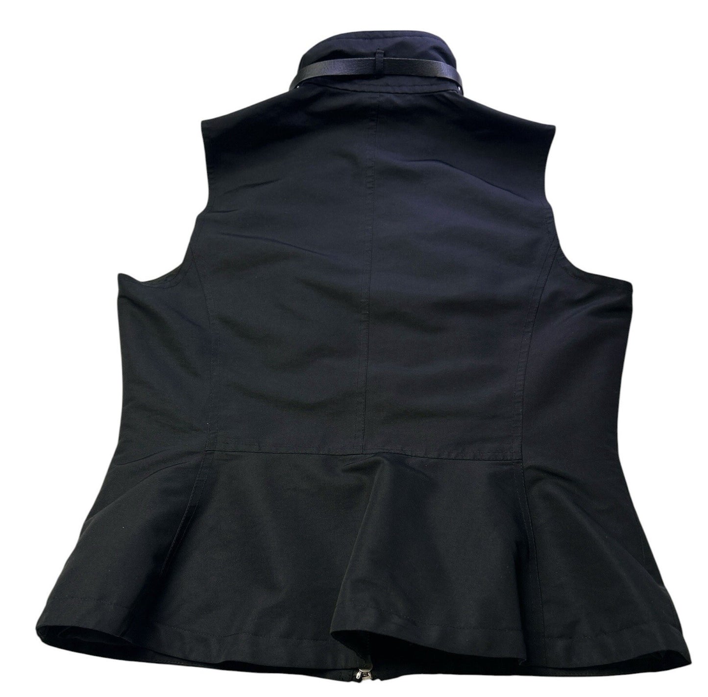 Lauren Ralph Lauren Utility Vest Womens Medium Black Zip Front Belted Collar