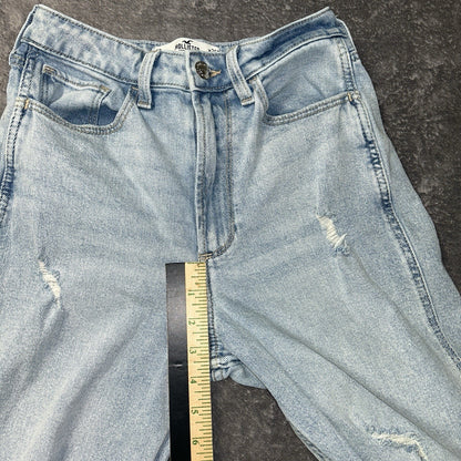 Hollister Curvy Ultra High Rise Mom Jeans Womens 2R W26 Light Wash Distressed
