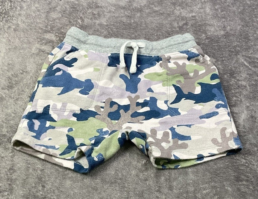Gymboree Camo Knit Shorts 18-24 Months Blue Green Gray Pull On Drawstring Pocket