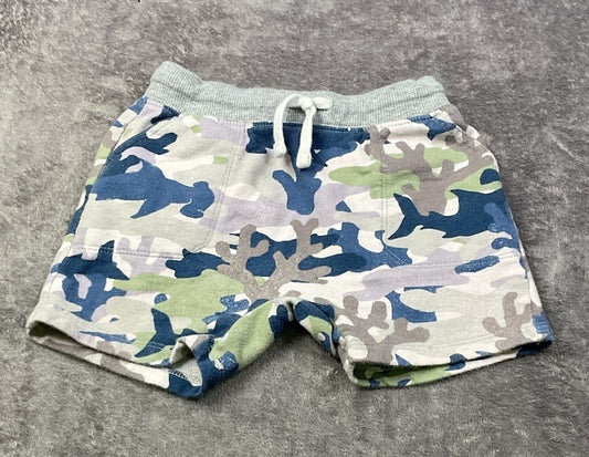 Gymboree Camo Knit Shorts 18-24 Months Blue Green Gray Pull On Drawstring Pocket